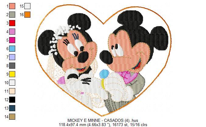 Mickey E Minne Casados Free Embroidery Design