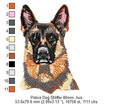 Police Dog Sniffer Mm Free Embroidery Design