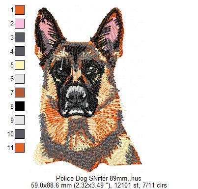 Police Dog Sniffer Mm Free Embroidery Design