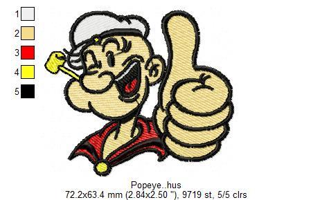 Popeye Free Embroidery Design