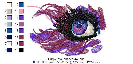 Purple Eye Shaded Free Embroidery Design