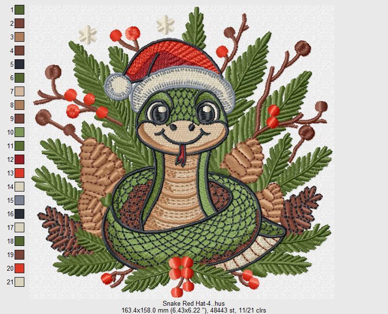 Snake Red Hat Free Embroidery Design