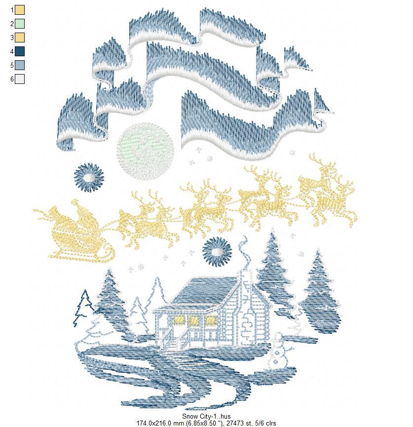 Snow City Free Embroidery Design