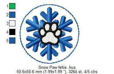 Snow Paw Feltie Free Embroidery Design
