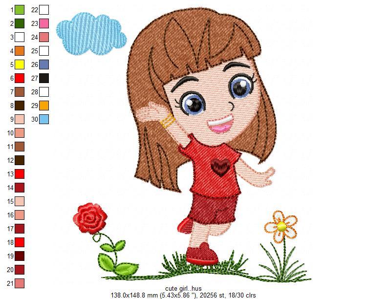 Cute Girl Free Embroidery Design