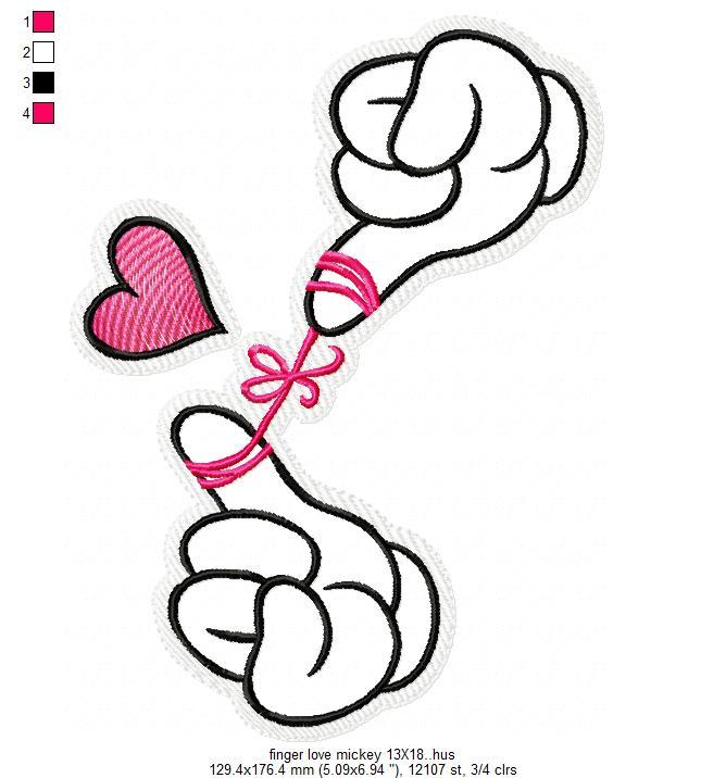 Finger Love Mickey X Free Embroidery Design