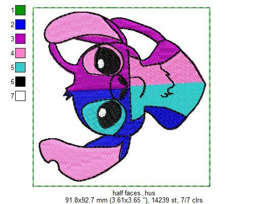 Half Faces Free Embroidery Design