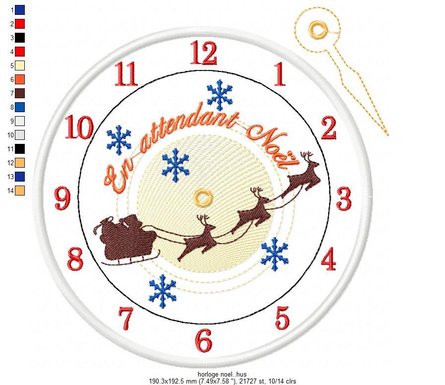 Horloge Noel Free Embroidery Design