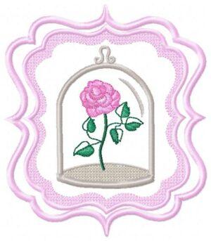 Pink Rose Frame X Free Embroidery Design