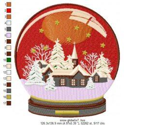 Snow Globe X Free Embroidery Design