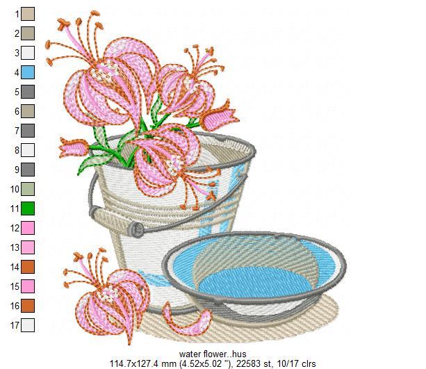 Water Flower Free Embroidery Design