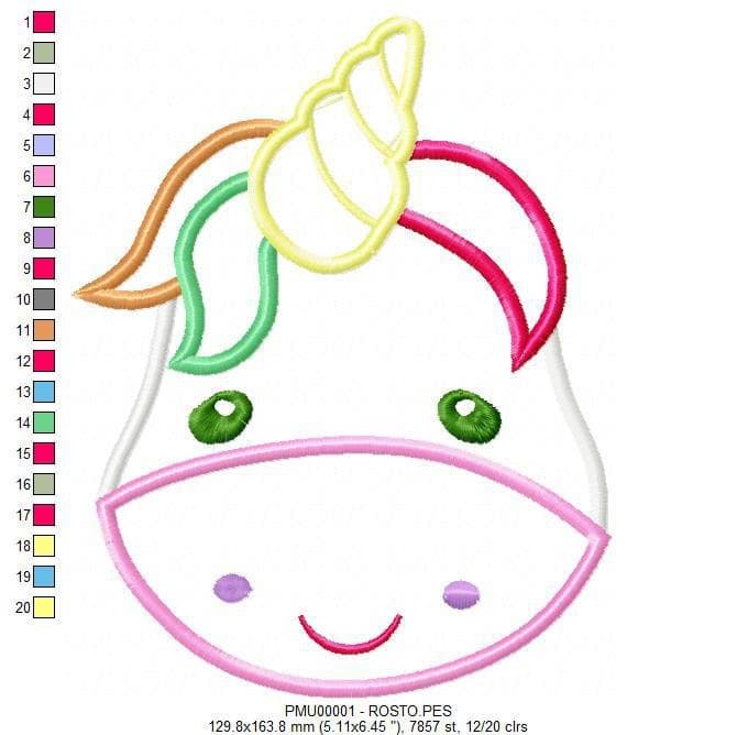 Pmu00001 Rosto Free free machine embroidery design — 5.11×6.45 in — 7,811 stitches — 20 colors — DST, EXP, JEF, PEC, PES