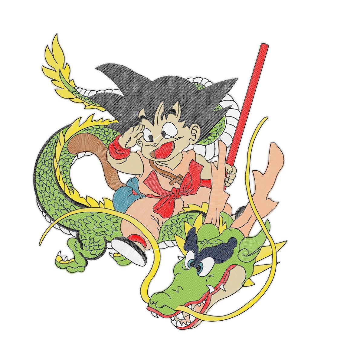 Baby Goku Free free machine embroidery design — 7.25×8.46 in — 57,625 stitches — 30 colors — DST, EXP, JEF, PEC, PES