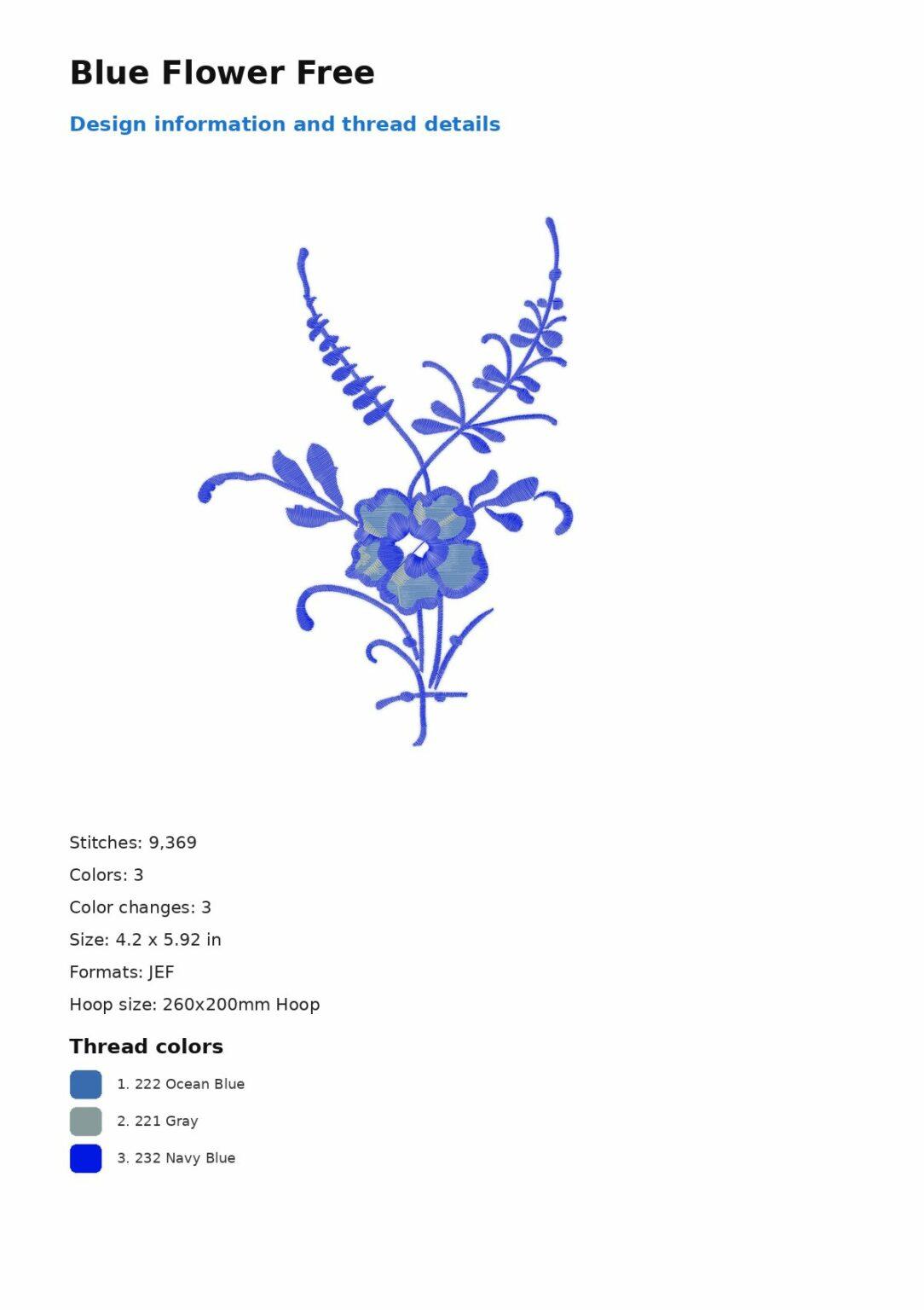 blue flower Free Embroidery Design – EmbWin – Free Embroidery Designs