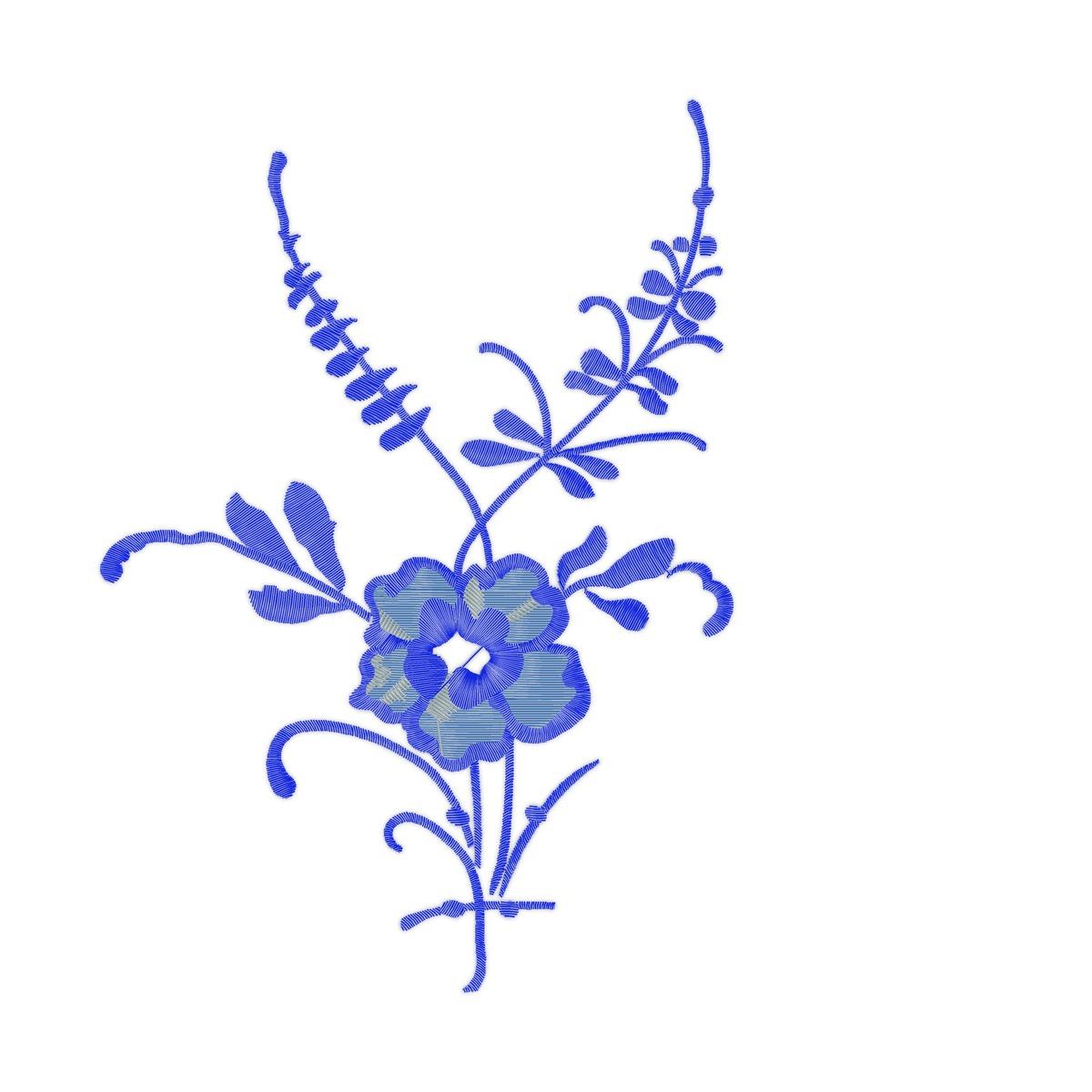 Blue Flower Free free machine embroidery design — 4.2×5.92 in — 9,369 stitches — 3 colors — DST, EXP, JEF, PEC, PES