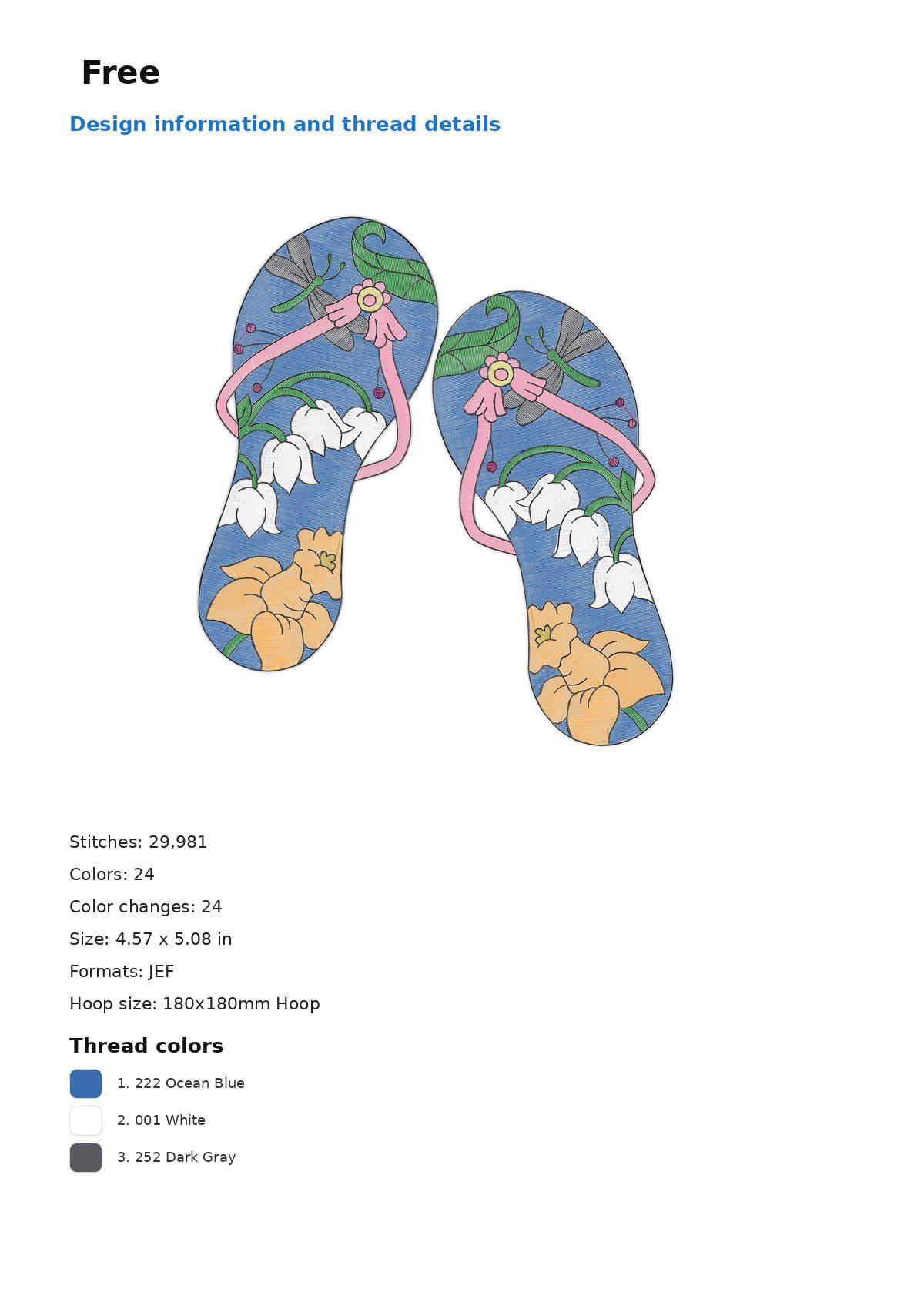 Free free machine embroidery design — 4.57×5.08 in — 29,981 stitches — 24 colors — DST, EXP, JEF, PEC, PES