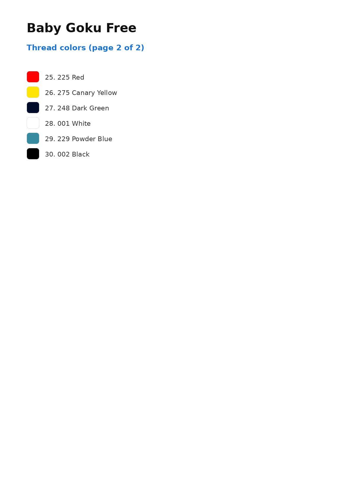 Thread color chart
