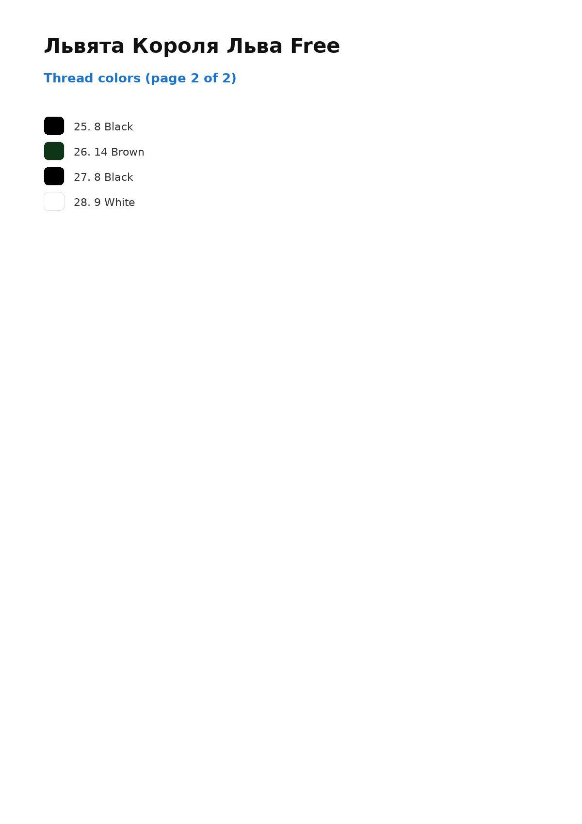 Thread color chart