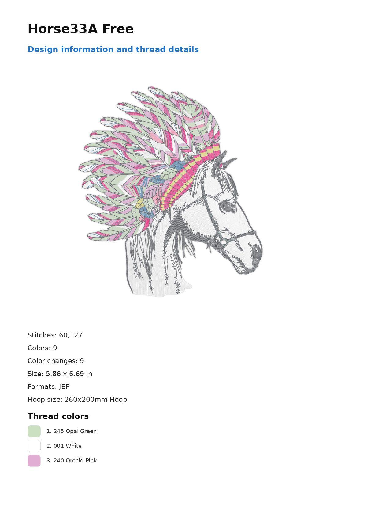 Horse33A Free free machine embroidery design — 5.86×6.69 in — 60,127 stitches — 9 colors — DST, EXP, JEF, PEC, PES
