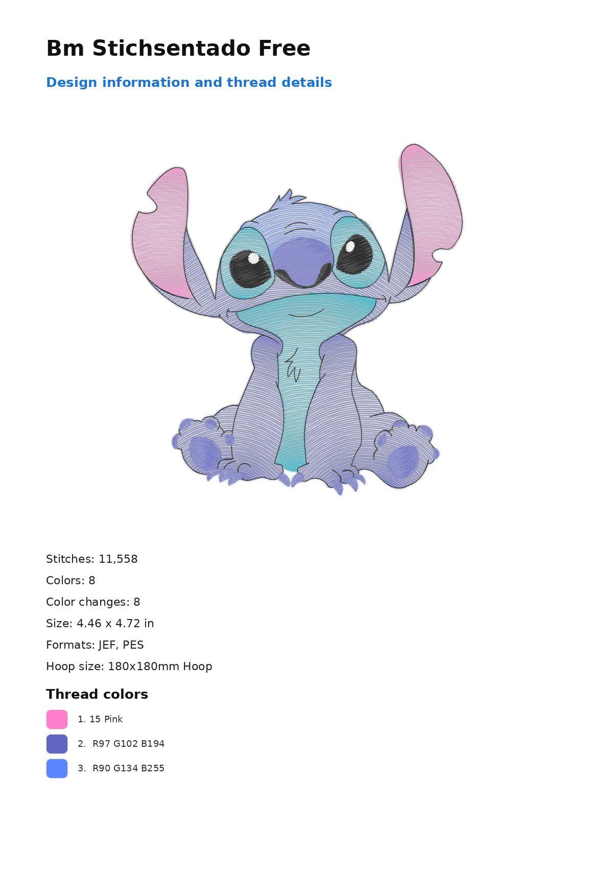 Bm Stichsentado Free free machine embroidery design — 4.46×4.72 in — 11,558 stitches — 8 colors — DST, EXP, JEF, PEC, PES