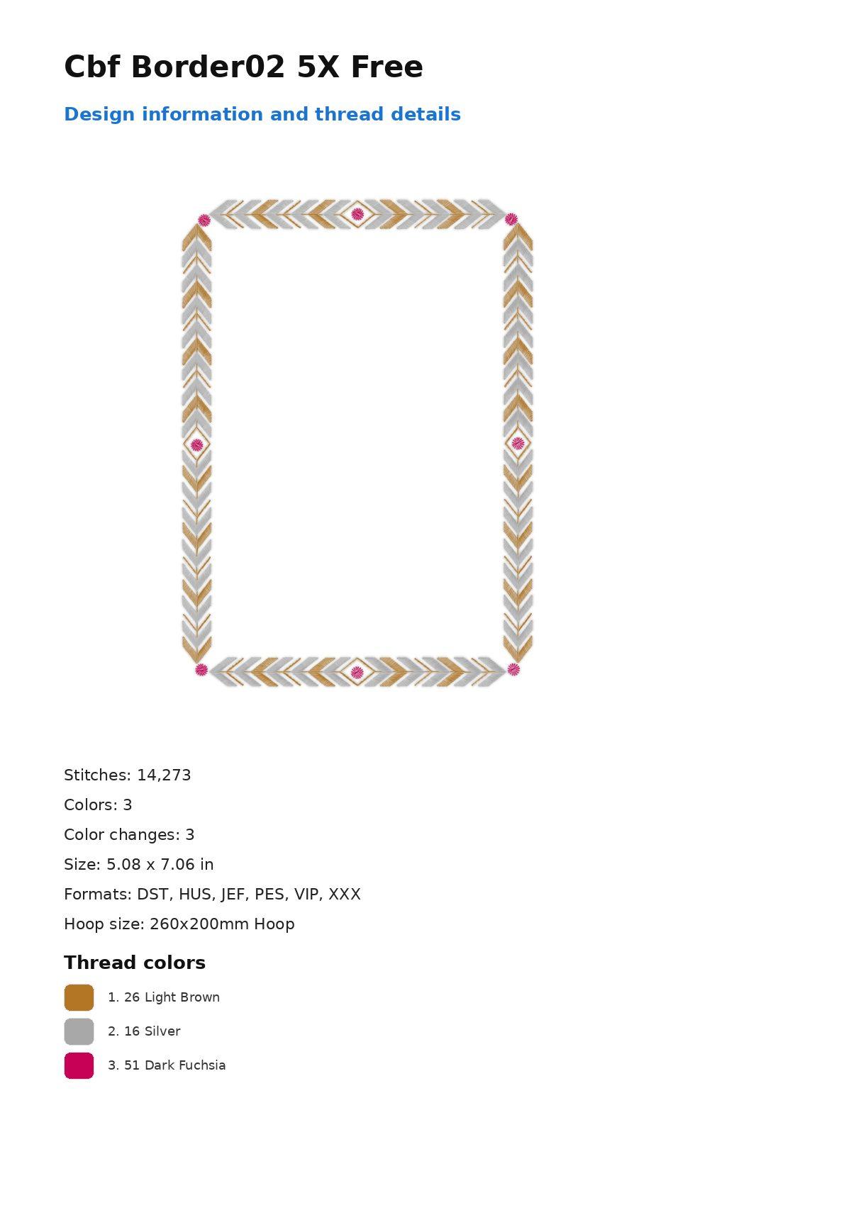 Cbf Border02 5X Free free machine embroidery design — 5.08×7.06 in — 14,273 stitches — 3 colors — DST, EXP, HUS, JEF, PEC