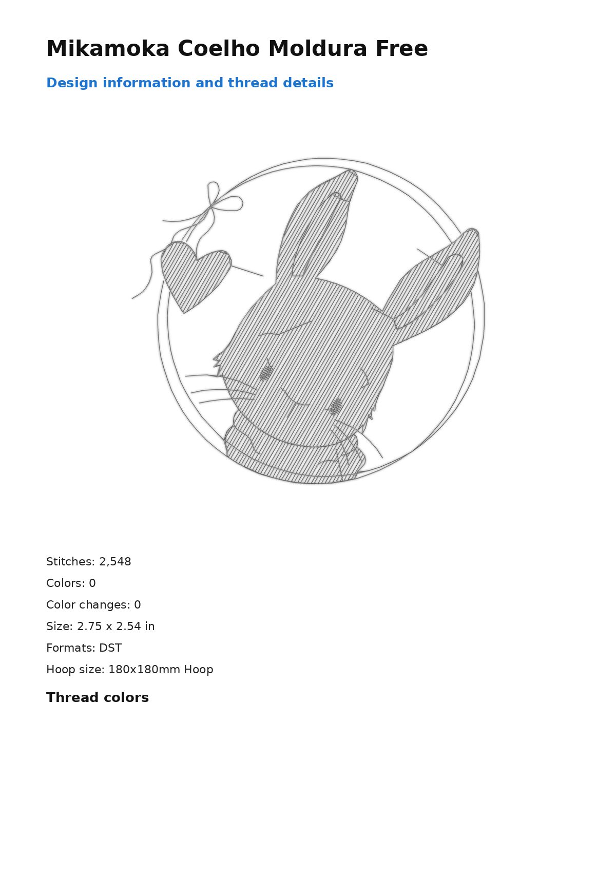 Mikamoka Coelho Moldura Free free machine embroidery design — 2.75×2.54 in — 2,548 stitches — 0 colors — DST, EXP, JEF, PEC, PES