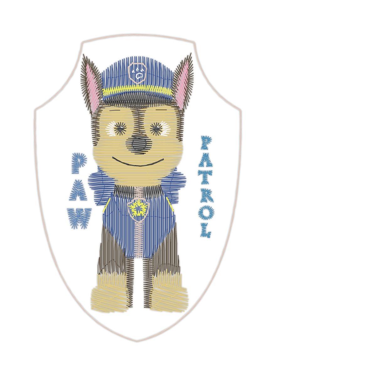 Paw Patrol Blue Dog Free free machine embroidery design — 2.0×2.98 in — 4,882 stitches — 12 colors — DST, EXP, JEF, PEC, PES