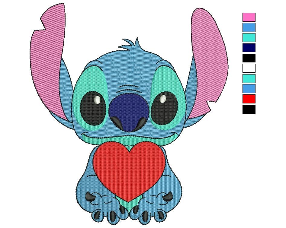 Lilo Heart Hand Free free machine embroidery design — 3.34×3.5 in — 14,492 stitches — 10 colors — DST, EXP, JEF, PEC, PES