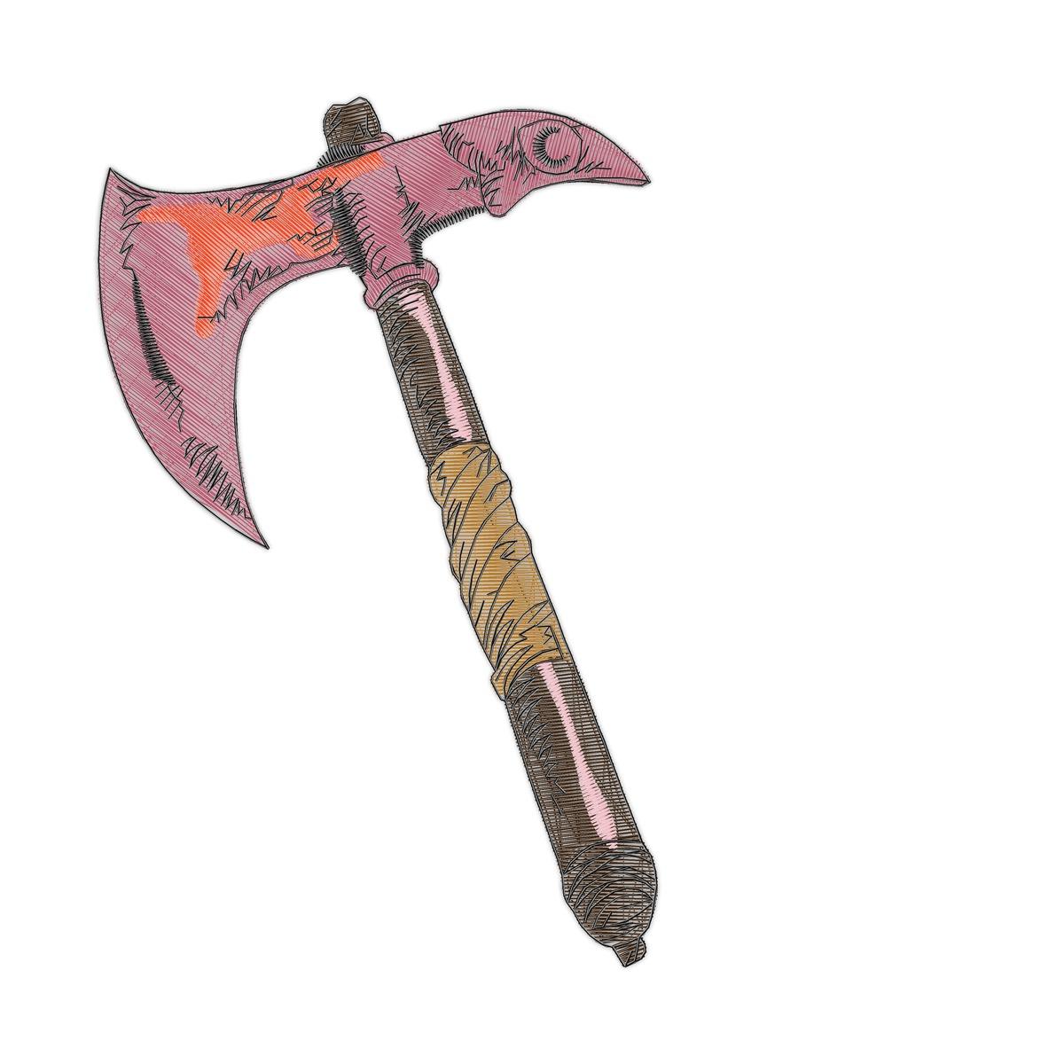 Yellow Knife Hammer Free free machine embroidery design — 2.51×3.9 in — 7,390 stitches — 7 colors — DST, EXP, JEF, PEC, PES