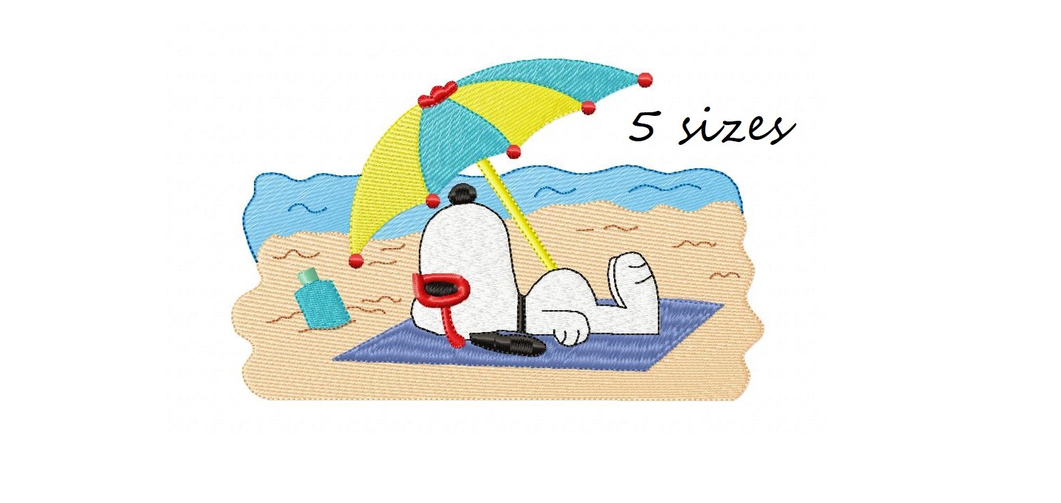 Snoopy 8In Free free machine embroidery design — 7.83×5.02 in — 27,626 stitches — 12 colors — DST, EXP, HUS, JEF, PEC