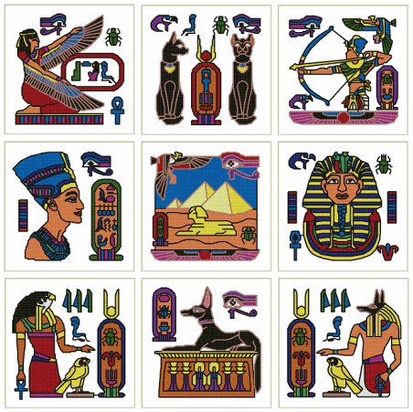 Egyptiancats Free free machine embroidery design — 3.72×3.76 in — 11,717 stitches — 11 colors — DST, EXP, HUS, JEF, PEC