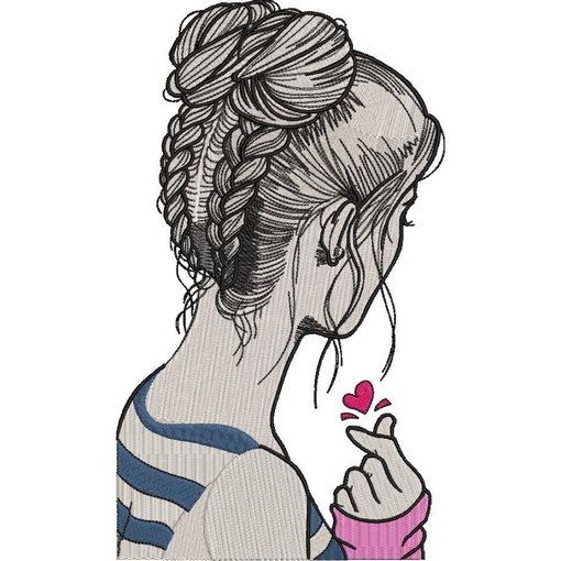 20190 Girl Heart Large Free free machine embroidery design — 5.53×9.41 in — 70,487 stitches — 11 colors — DST, EXP, HUS, JEF, PEC