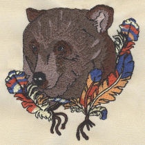 Indian Bear Free free machine embroidery design — 3.91×3.99 in — 32,104 stitches — 15 colors — DST, EXP, JEF, PEC, PES