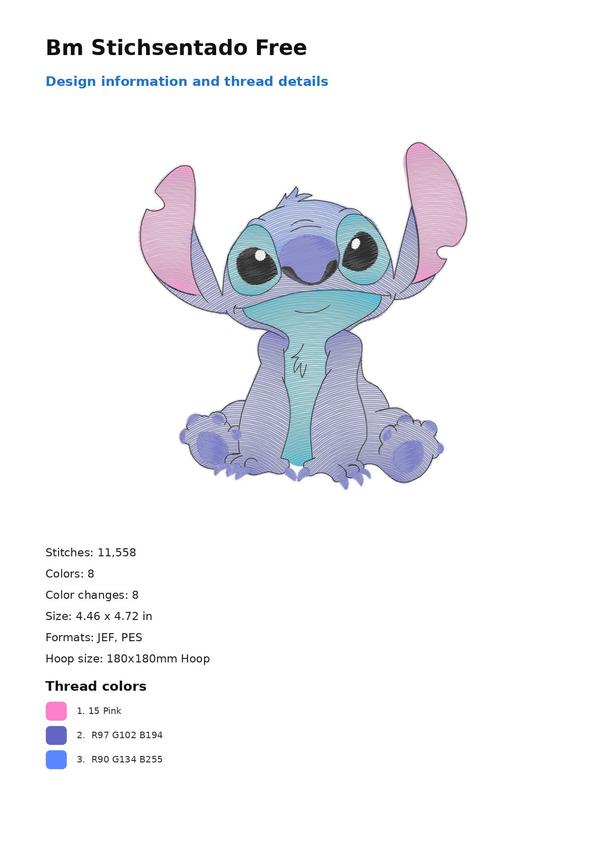 Bm Stichsentado Free free machine embroidery design — 4.46×4.72 in — 11,558 stitches — 8 colors — DST, EXP, JEF, PEC, PES