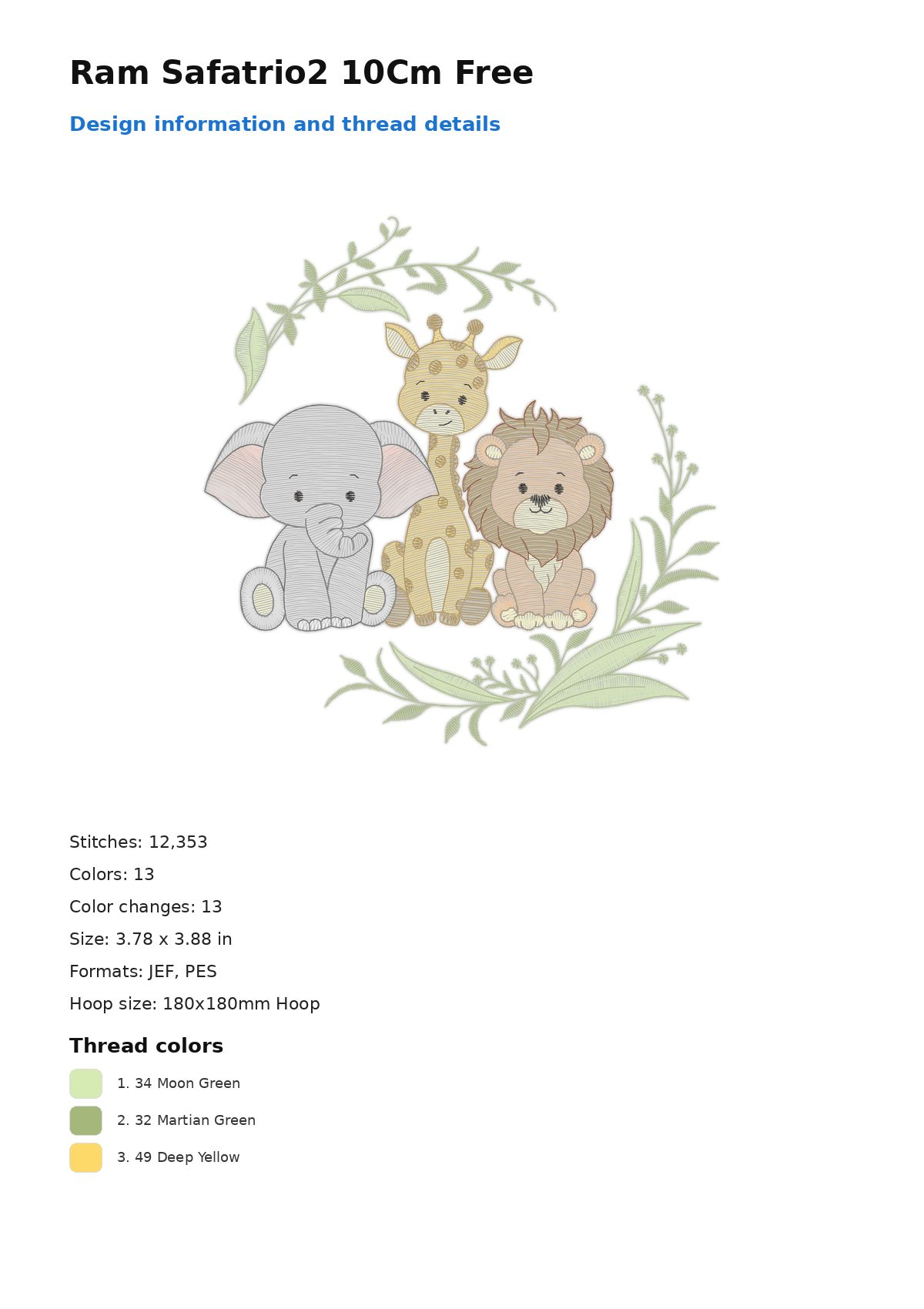 Ram Safatrio2 10Cm Free free machine embroidery design — 3.78×3.88 in — 12,353 stitches — 13 colors — DST, EXP, JEF, PEC, PES