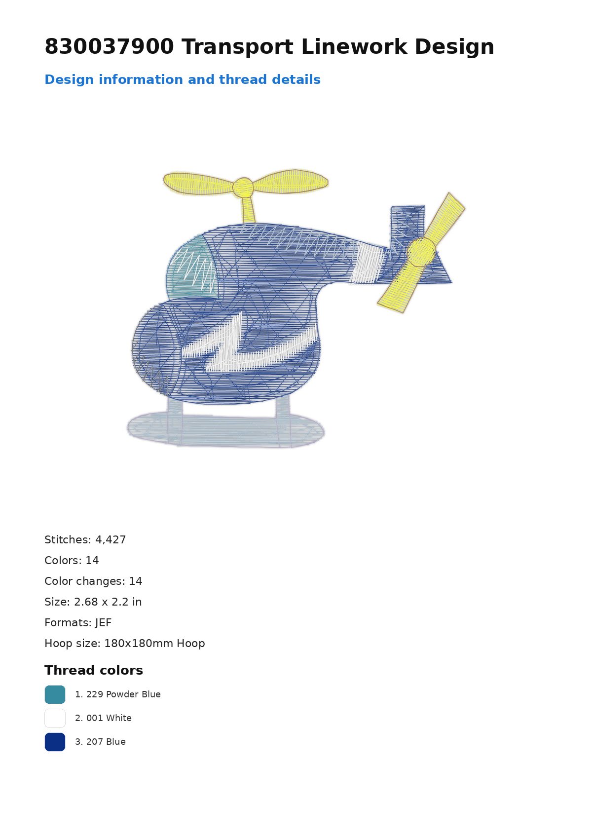 830037900 Transport Linework Design free machine embroidery design — 2.68×2.2 in — 4,427 stitches — 14 colors — DST, EXP, JEF, PEC, PES
