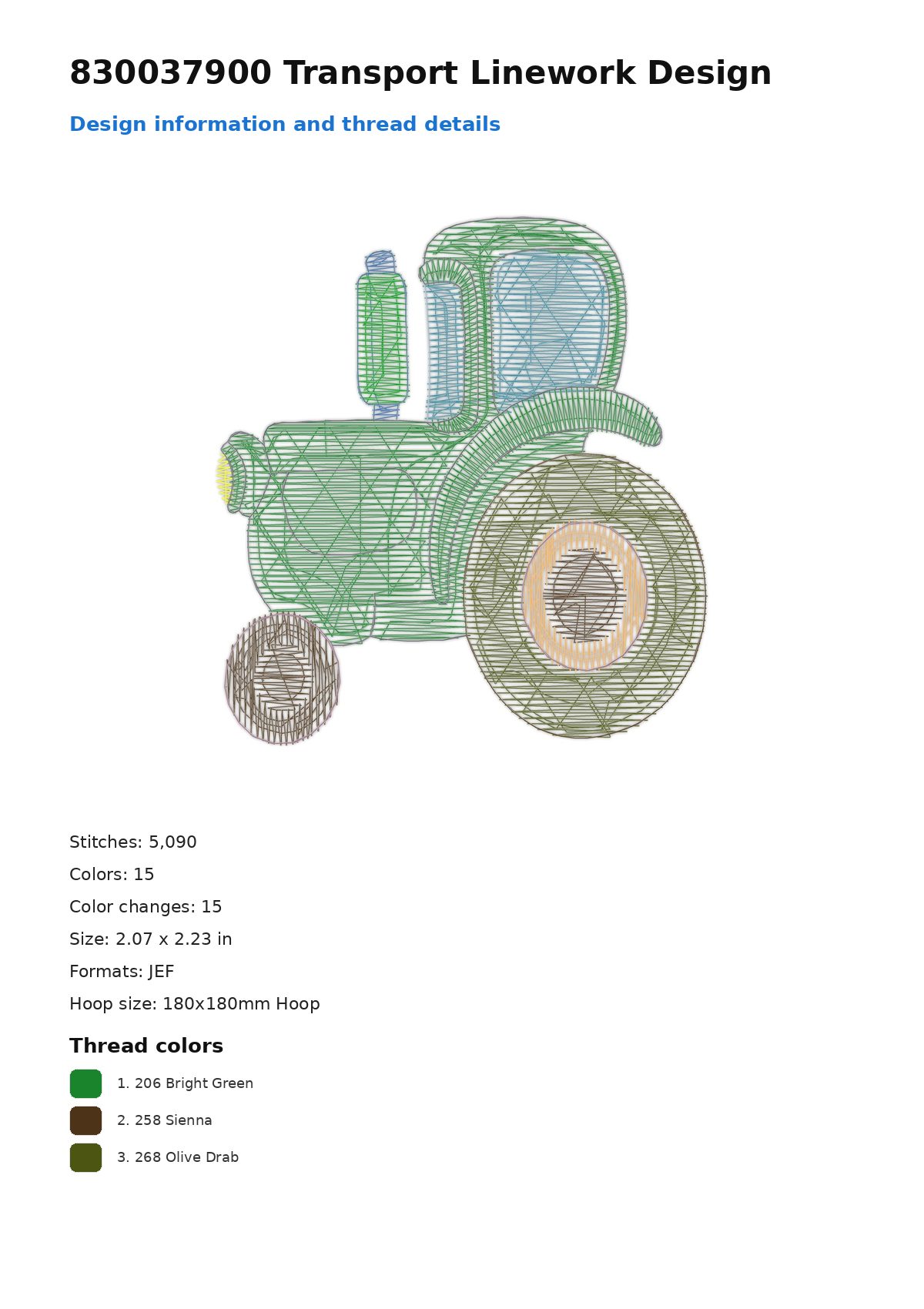 830037900 Transport Linework Design free machine embroidery design — 2.07×2.23 in — 5,090 stitches — 15 colors — DST, EXP, JEF, PEC, PES