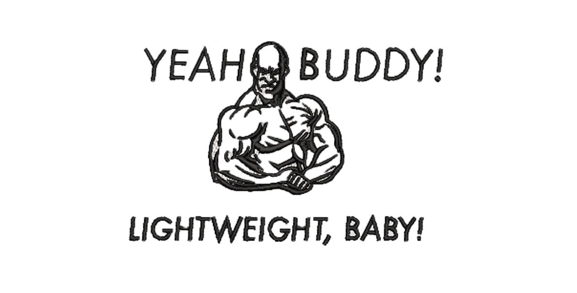 Buddy Light Weight Baby free machine embroidery design — 7.06×4.58 in — 22,279 stitches — 2 colors — DST, EMB, EXP, JEF, PEC