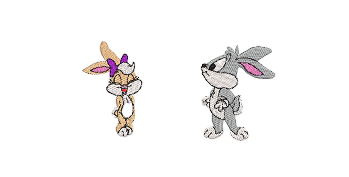 Bunnies Couple Love Multi-Size free machine embroidery design — 2.22×3.55 in — 6,478 stitches — 15 colors — DST, EMB, EXP, JEF, PEC