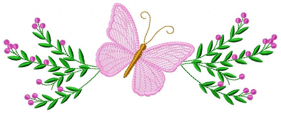 Butterfly R 26X10Cm Free free machine embroidery design — 10.06×3.97 in — 15,720 stitches — 5 colors — DST, EXP, JEF, PES, XXX