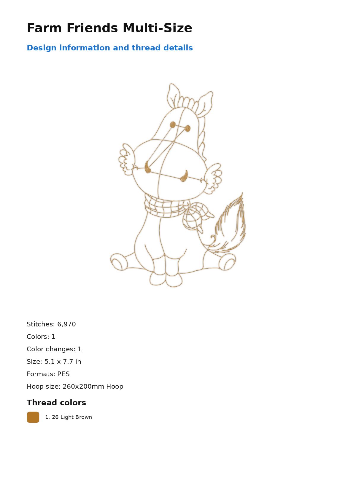 Farm Friends Multi-Size free machine embroidery design — 5.1×7.7 in — 6,970 stitches — 1 colors — DST, EXP, JEF, PEC, PES