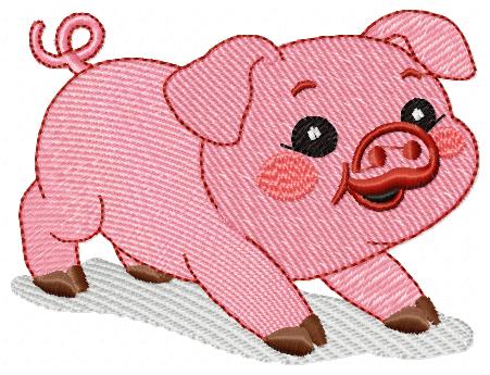 Happy Pig 115X87Mm Free free machine embroidery design — 4.54×3.43 in — 10,399 stitches — 10 colors — DST, EXP, HUS, JEF, PCS
