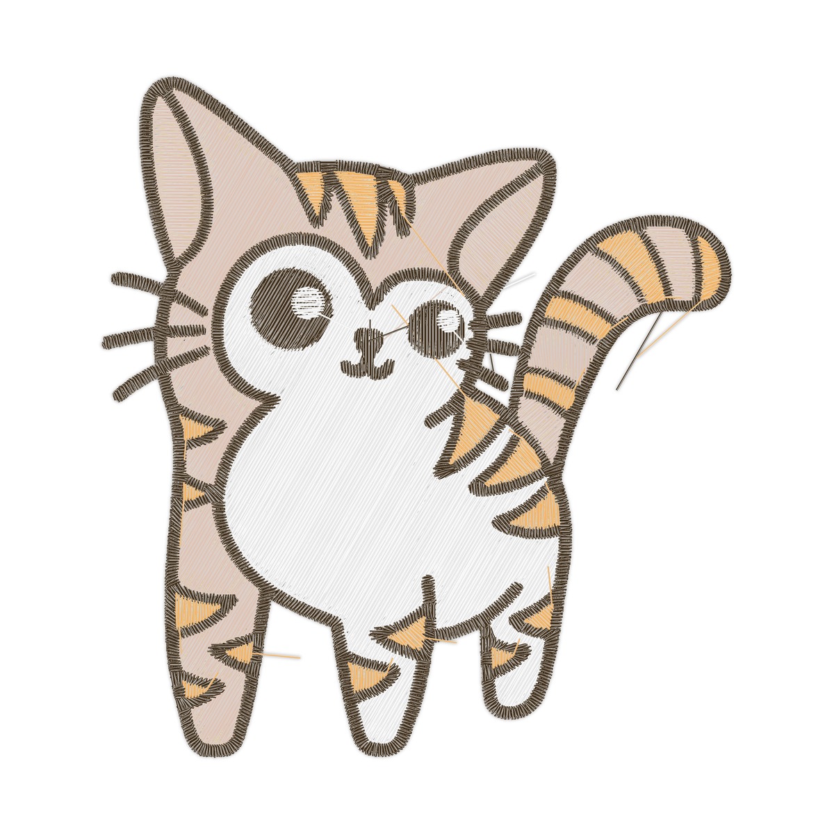 Kitty Linework Design free machine embroidery design — 3.25×3.52 in — 43,147 stitches — 14 colors — DST, EXP, JEF, PEC, PES