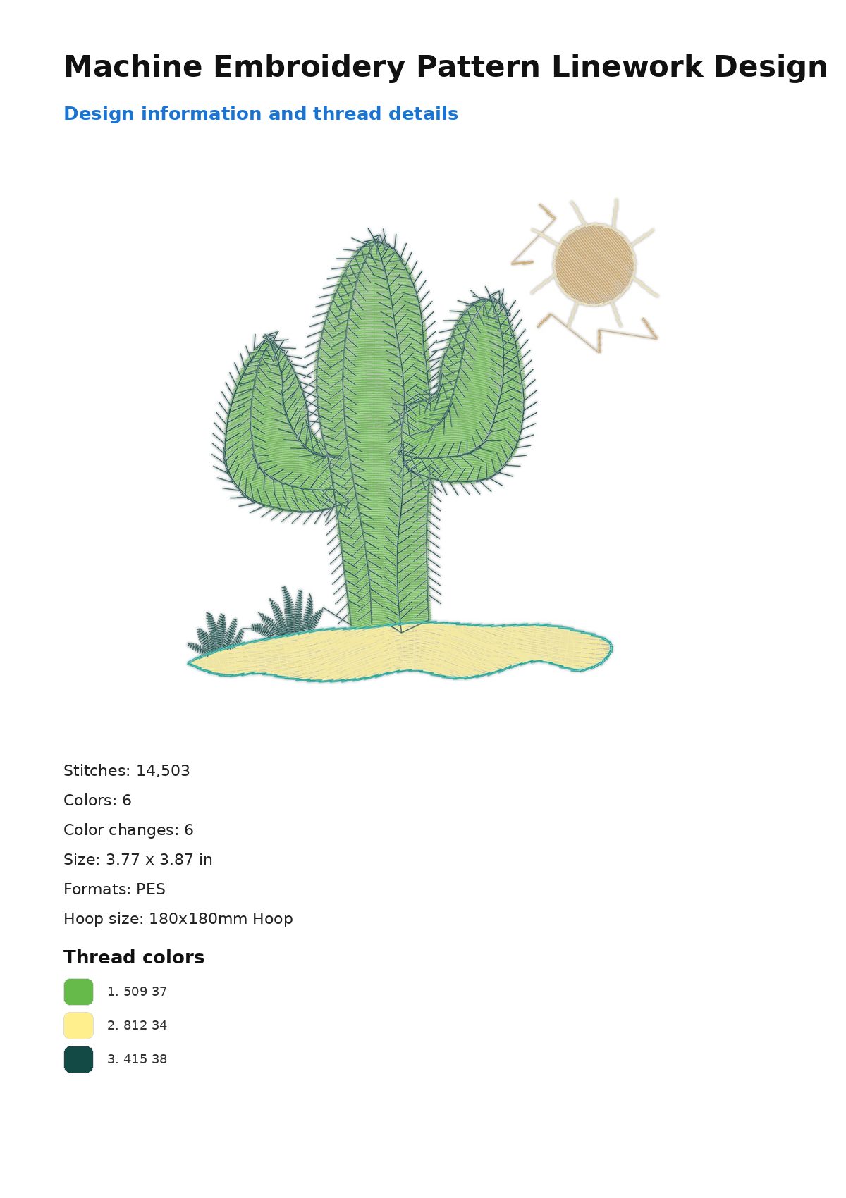 Machine Embroidery Pattern Linework Design free machine embroidery design — 3.77×3.87 in — 14,503 stitches — 6 colors — DST, EXP, JEF, PEC, PES