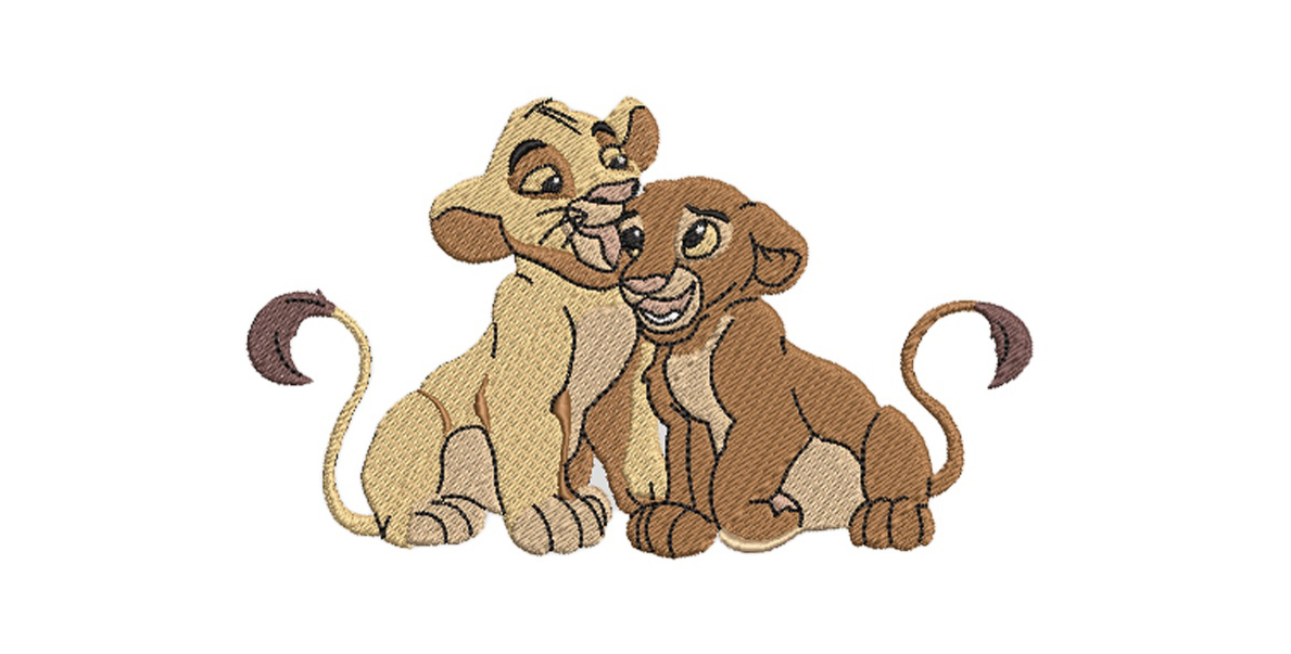 Simba Love Linework Design free machine embroidery design — 6.31×3.7 in — 23,610 stitches — 28 colors — DST, EMB, EXP, JEF, PEC