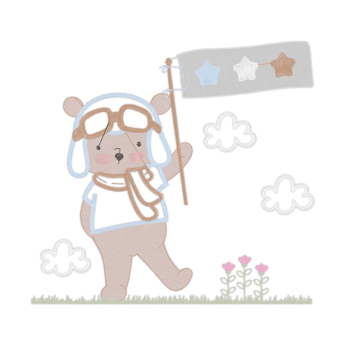 01 Urso Placa Aplique Sa Multi-Size free machine embroidery design — 3.91×3.62 in — 9,359 stitches — 18 colors — JEF, PES