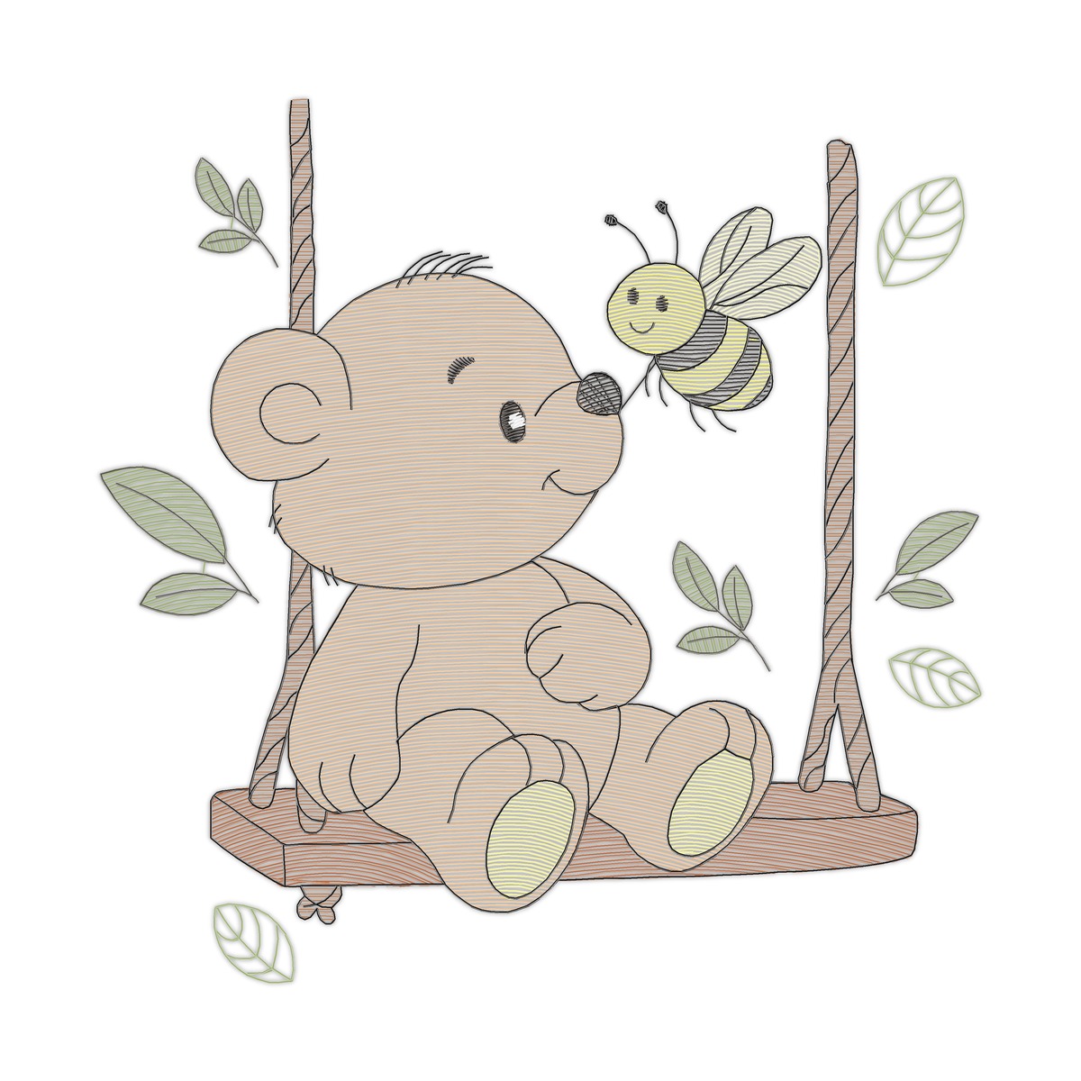 Bear Balanco X Multi-Size free machine embroidery design — 4.69×4.71 in — 10,099 stitches — 11 colors — DST, EXP, JEF, PES, XXX