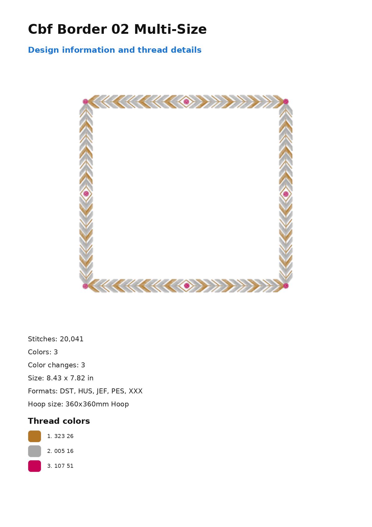 Cbf Border 02 Multi-Size free machine embroidery design — 8.43×7.82 in — 20,041 stitches — 3 colors — DST, HUS, JEF, PES, XXX