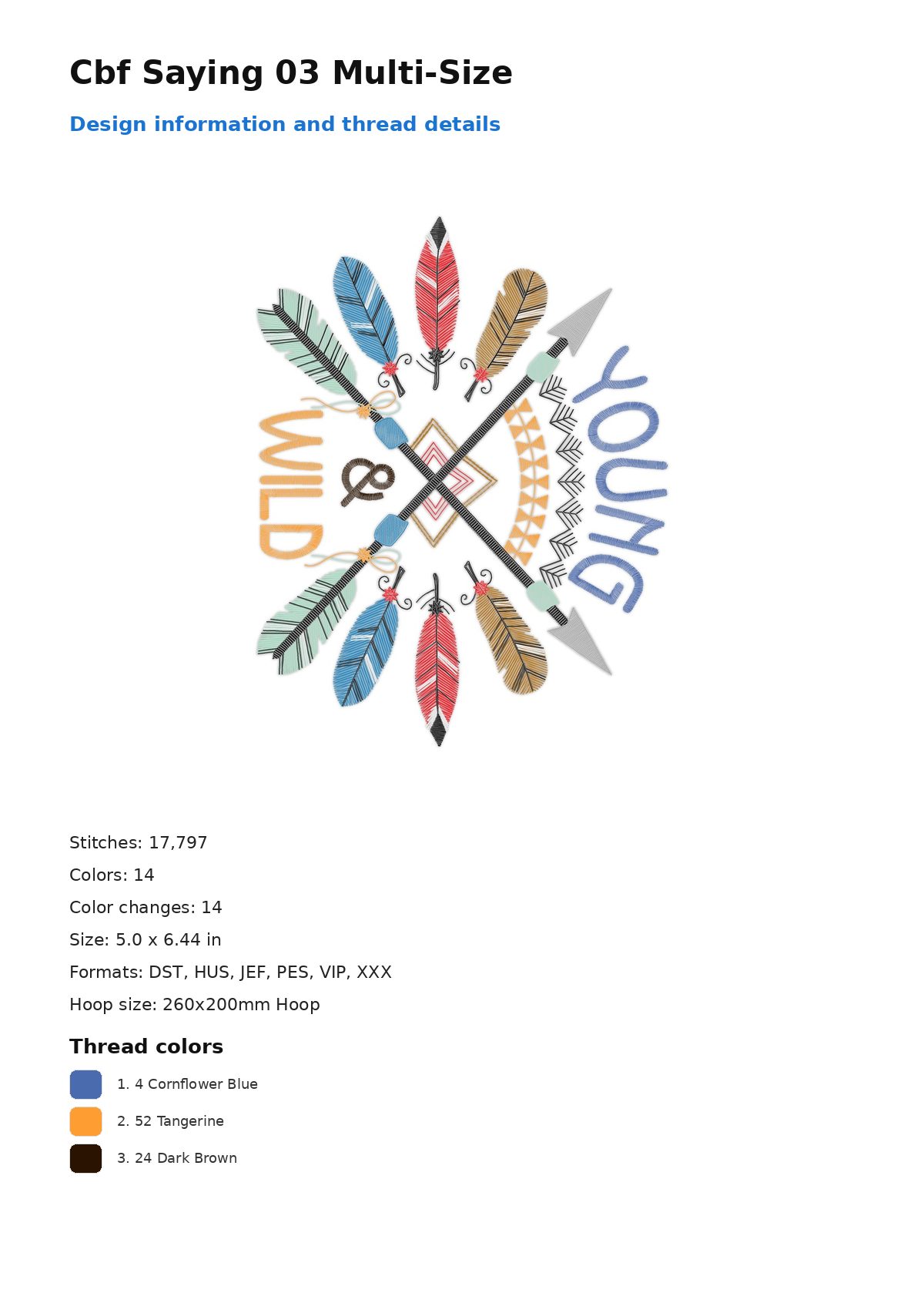 Cbf Saying 03 Multi-Size free machine embroidery design — 5.0×6.44 in — 17,797 stitches — 14 colors — DST, HUS, JEF, PES, VIP