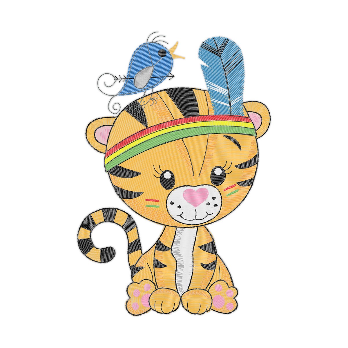 Cbf Tiger 001 Multi-Size free machine embroidery design — 4.07×6.0 in — 24,662 stitches — 23 colors — DST, HUS, JEF, PES, VIP
